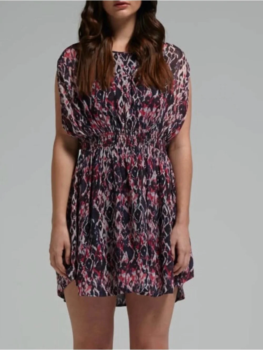 IRO Pink and Black Snake-Print Mini Viscose Dress sz 36